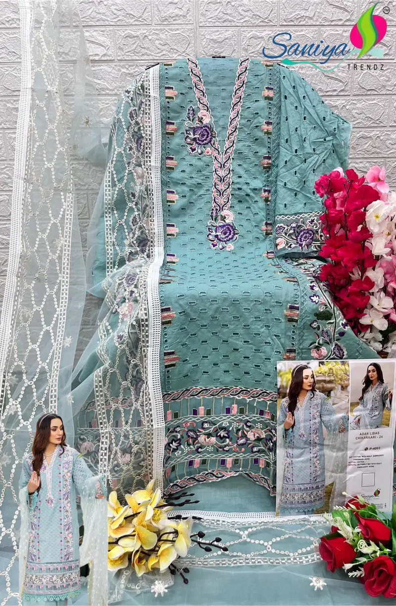 Adan Libas Chikankari 14 By Saniya Cotton Embroidered Pakistani Suits Wholesale Online
